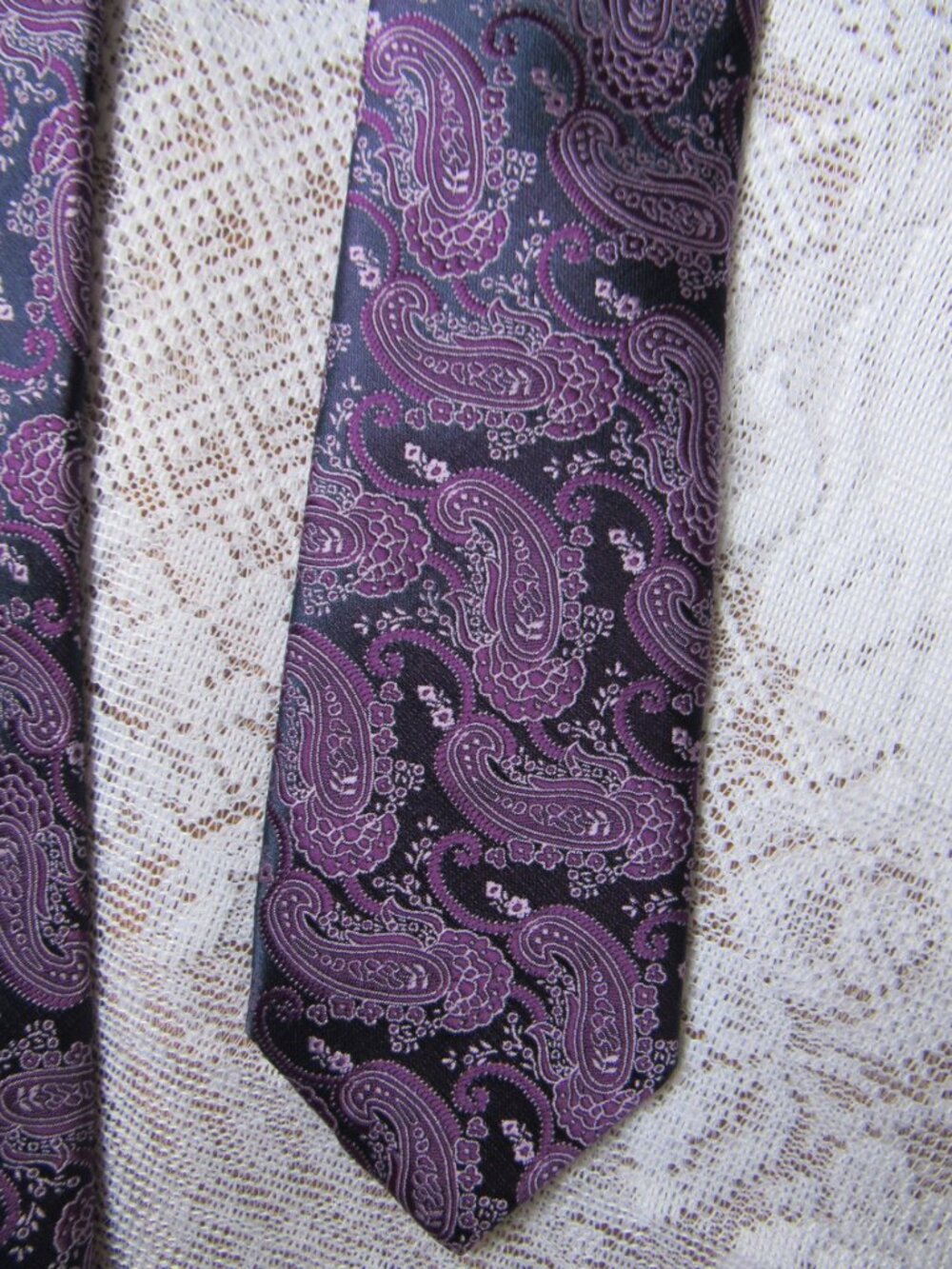 Jonathan Robert Purple Floral  Skinny Neck Tie, silk, New
